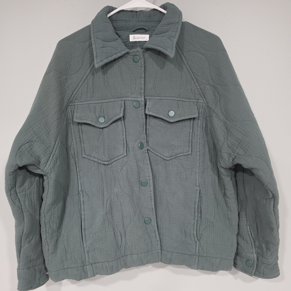 BUCKETLIST Quilted Utility Jacket in Sage